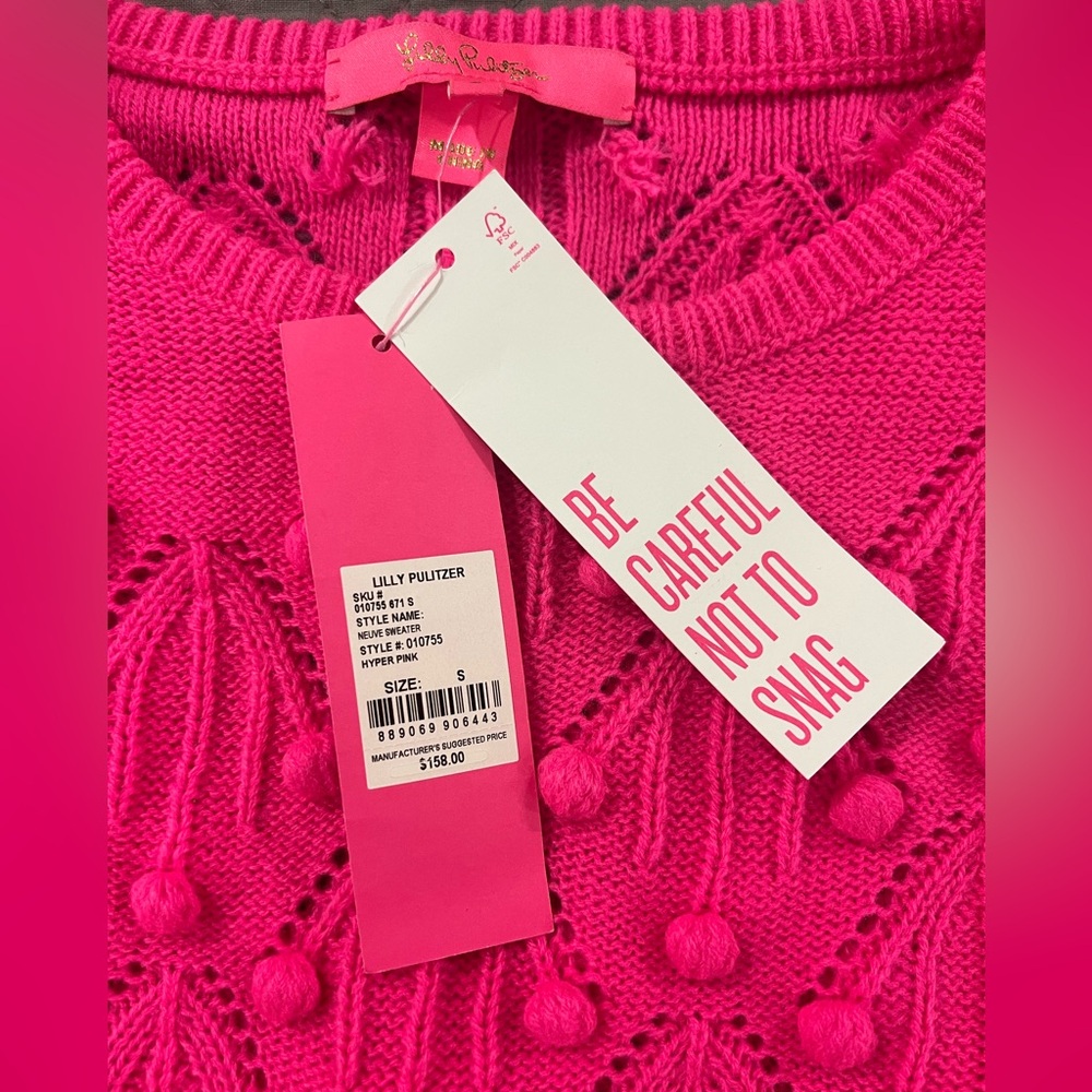 Lily Pulitzer 
Hyper Pink Neuve Sweater 

Size Small